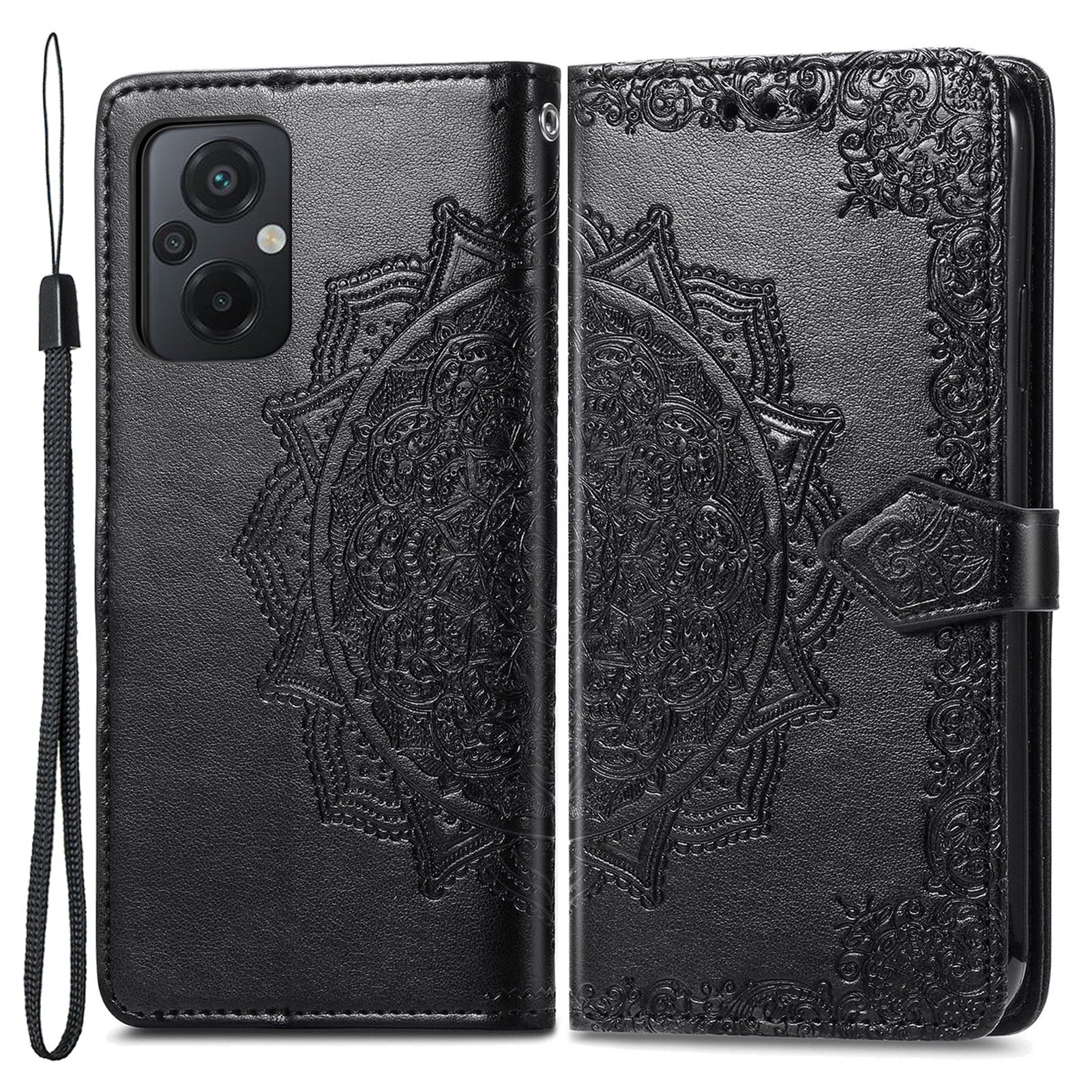 For Xiaomi Poco M5 4G Embossed Mandala Pattern PU Leather Cover Magnetic Closure Stand Flip Wallet Phone Case with Strap For Xiaomi Poco M5 4G Embossed Mandala Pattern PU Leather Cover Magnetic Closure Stand Flip Wallet Phone Case with Strap